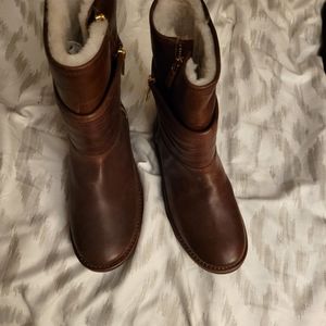 UGG Aviva Genuine Shearling Lined Boots, Stout Leather
